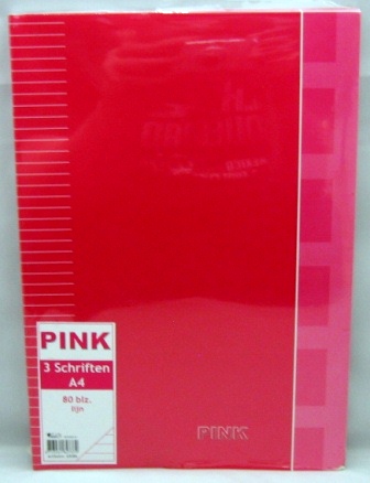 schrift s-3 a4 lijn black-pink